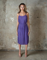 Original 1970's Vintage Purple Pleated Disco Dress UK 6 - 8