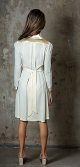 1970'S Gorgeous Vintage Cream Moss Crepe Wedding Dress Uk 8 - 12