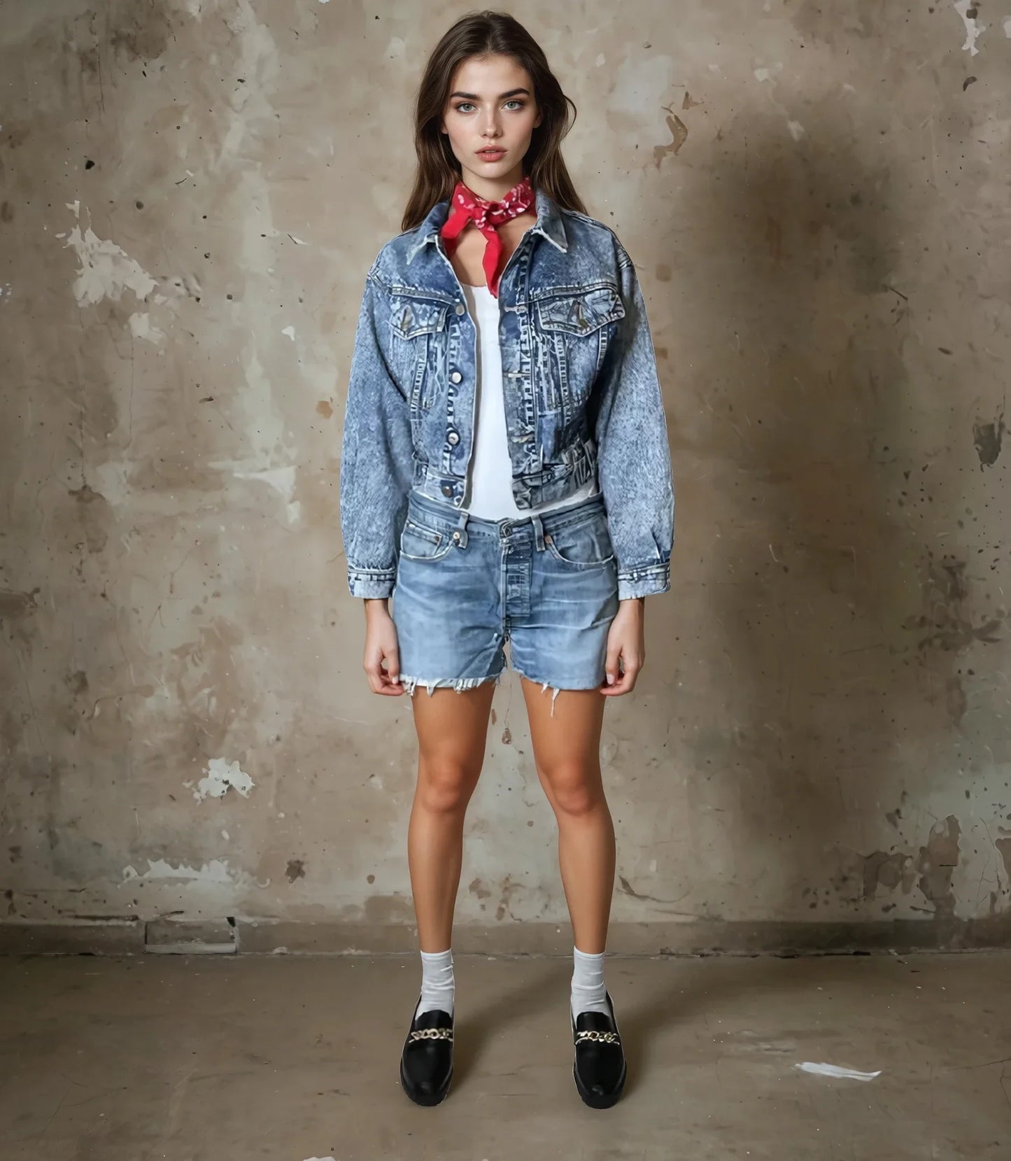 Original Vintage 1980's Acid Stone Wash Denim Jacket UK 8 - 10