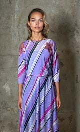 Original 1970's Vintage Virginie Paris Purple Slinky Dress UK 8 - 12