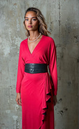 1970's Original Vintage Bright Red Disco Dress by Radley UK 8 - 14