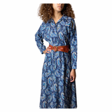 Original Vintage 1970's Liberty Print 100% Wool Paisley Print Blue Dress UK 10 - 12