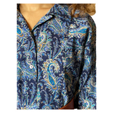 Original Vintage 1970's Liberty Print 100% Wool Paisley Print Blue Dress UK 10 - 12