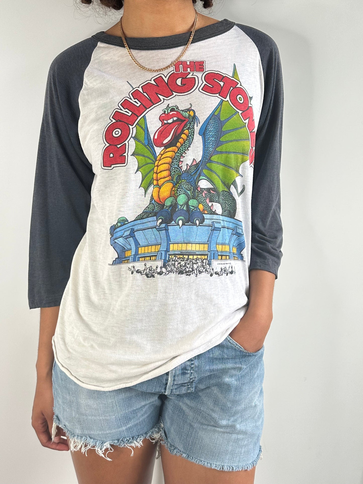 Original Rare Vintage 1981 Rolling Stones American Tour Rock Band T - Shirt UK 6 - 10