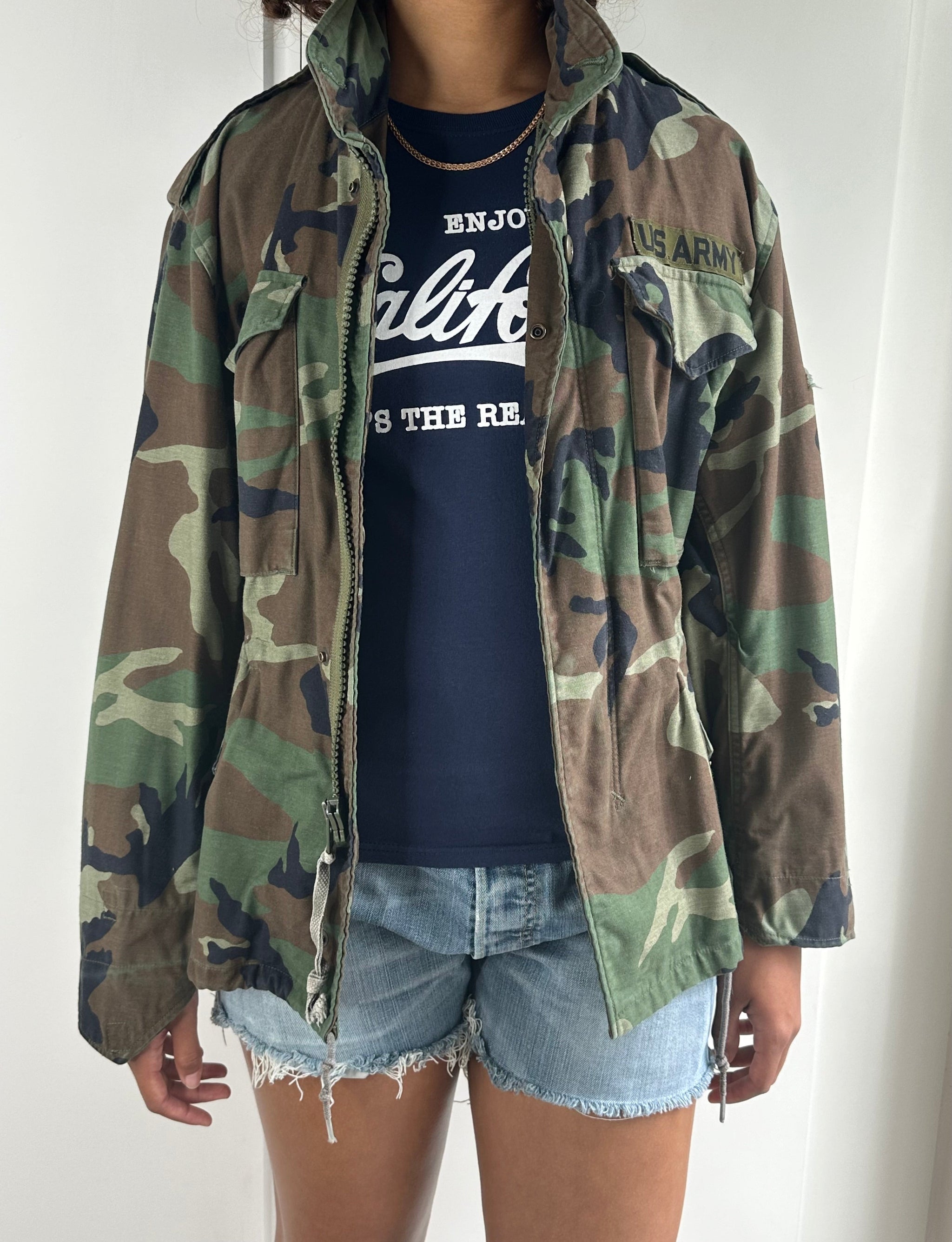 Original Vintage US Army M65 Camouflage Jacket UK 8 - 14