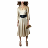 Original 1970's Vintage Gold Disco Dress by Frank Usher UK 10 - 12