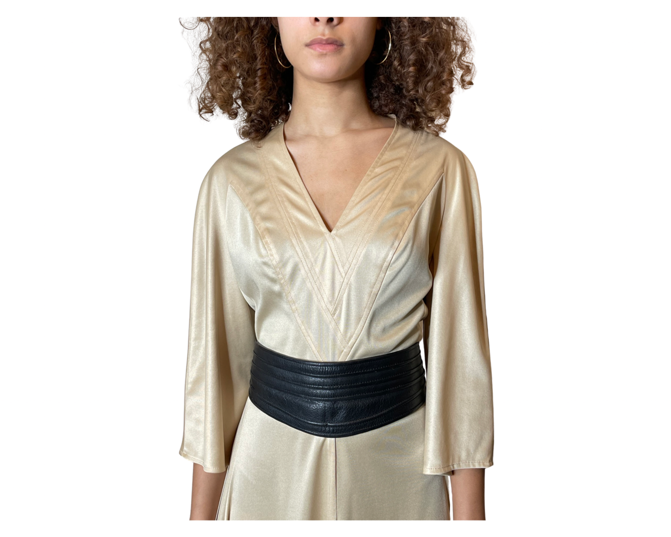 Original 1970's Vintage Gold Disco Dress by Frank Usher UK 10 - 12