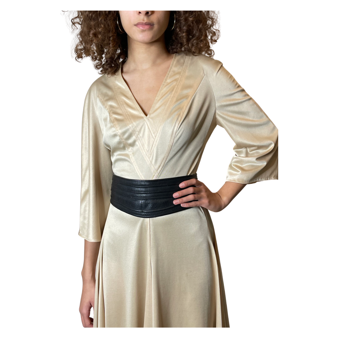 Original 1970's Vintage Gold Disco Dress by Frank Usher UK 10 - 12
