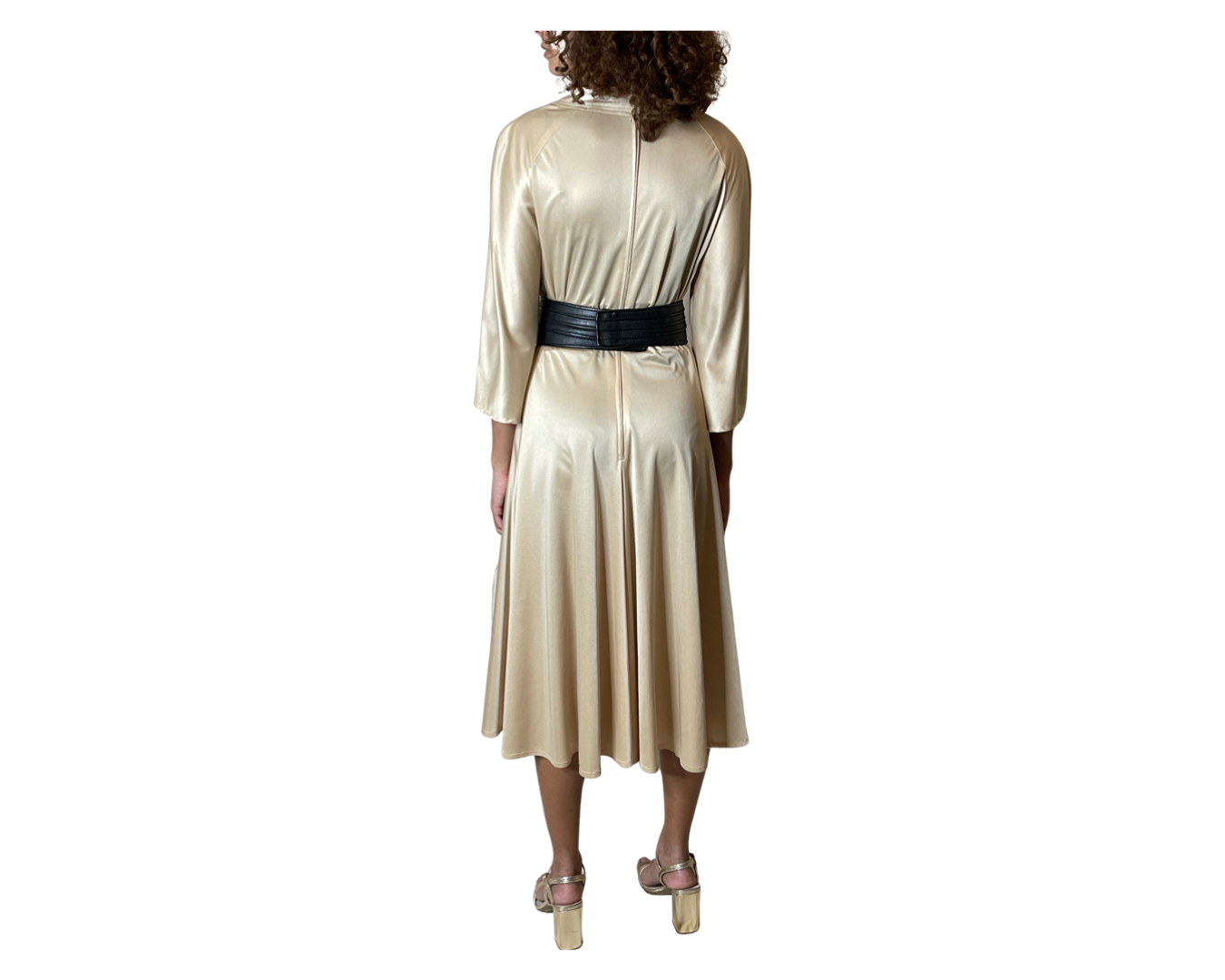 Original 1970's Vintage Gold Disco Dress by Frank Usher UK 10 - 12
