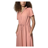 Vintage Peach Dusty Pink 1970's Radley Moss Crepe Tea Dress UK Size 12 - 14