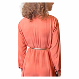 Vintage 1970's Original Pure Silk Orange Long Sleeved Shirt Dress UK 10 - 12