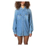 Vintage Original 1990's Levis Red Tab Western Blue Denim Shirt UK 8 - 14