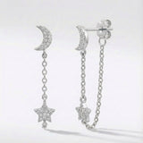 Imogen Moon & Star Drop Chain Earrings | 925 Sterling Silver
