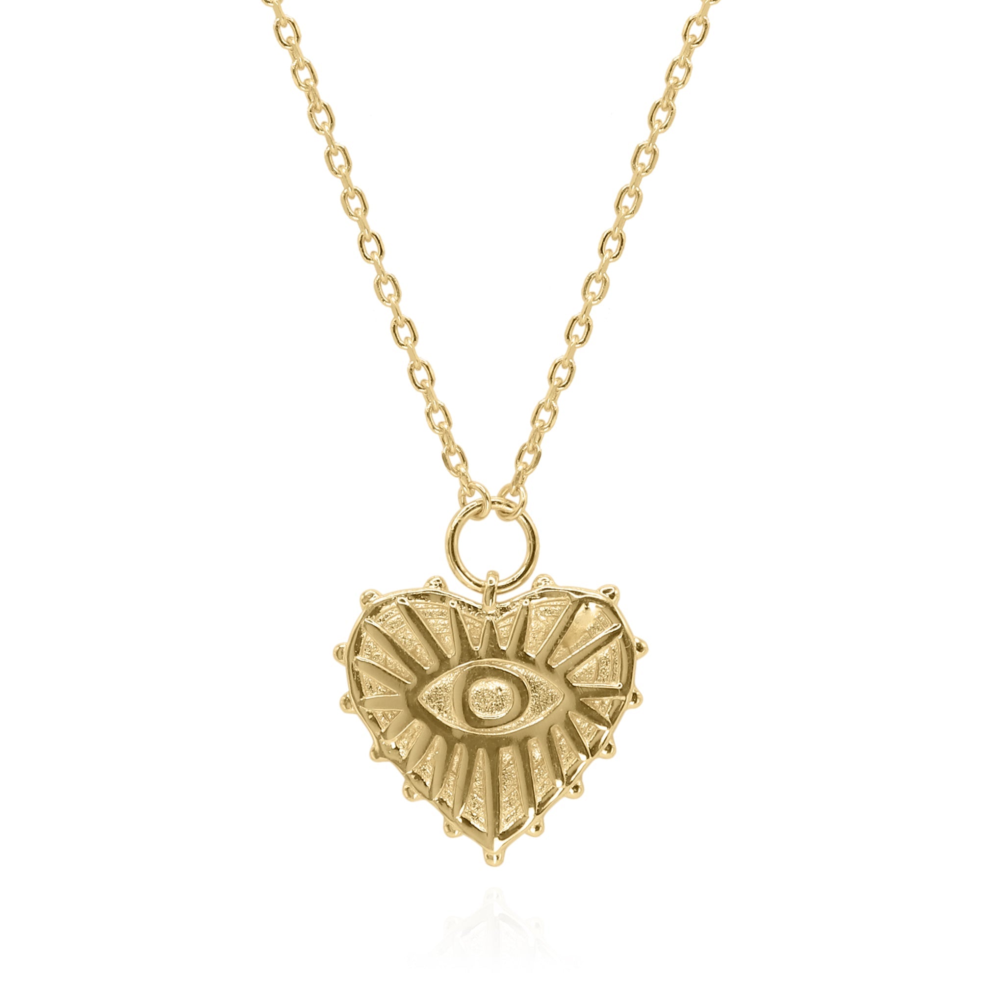 Ines Heart Eye Pendant Necklace | 18k Gold Plated