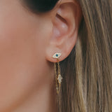 Iris Evil Eye Chain Drop Earrings | 18k Gold Plated