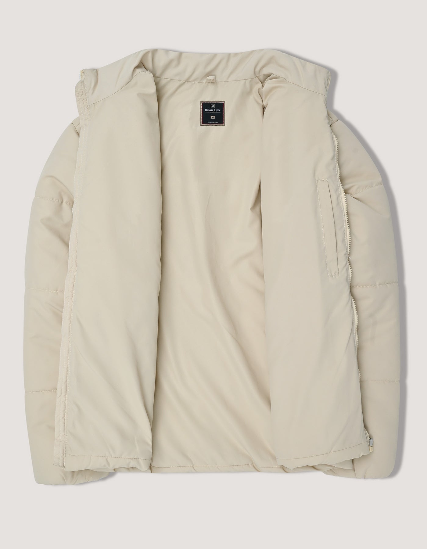 Cream Mock Neck Puffer Jacket