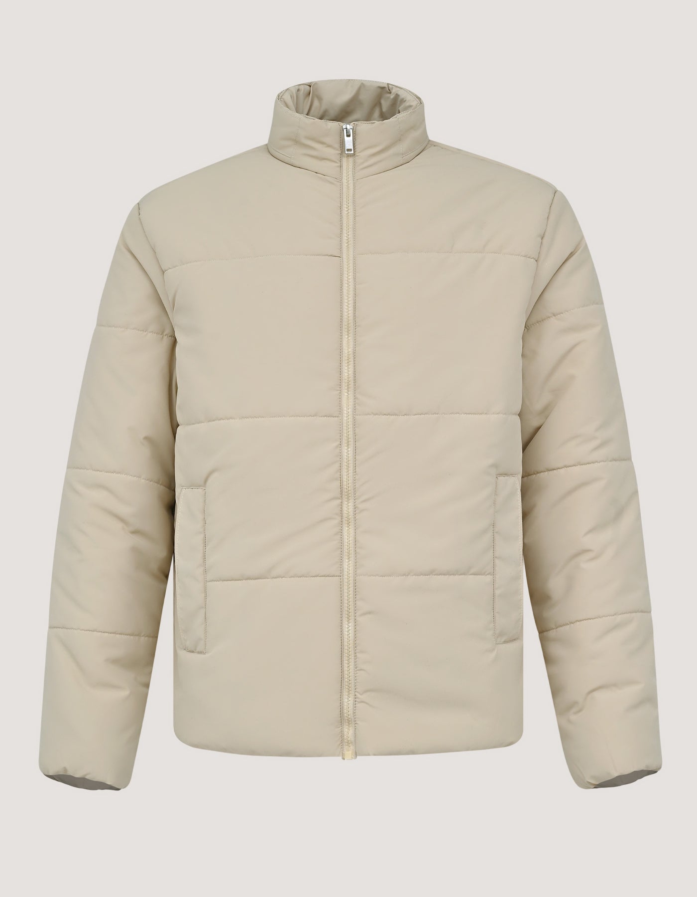 Cream Mock Neck Puffer Jacket