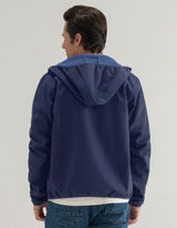 Navy Hooded Windbreaker Jacket