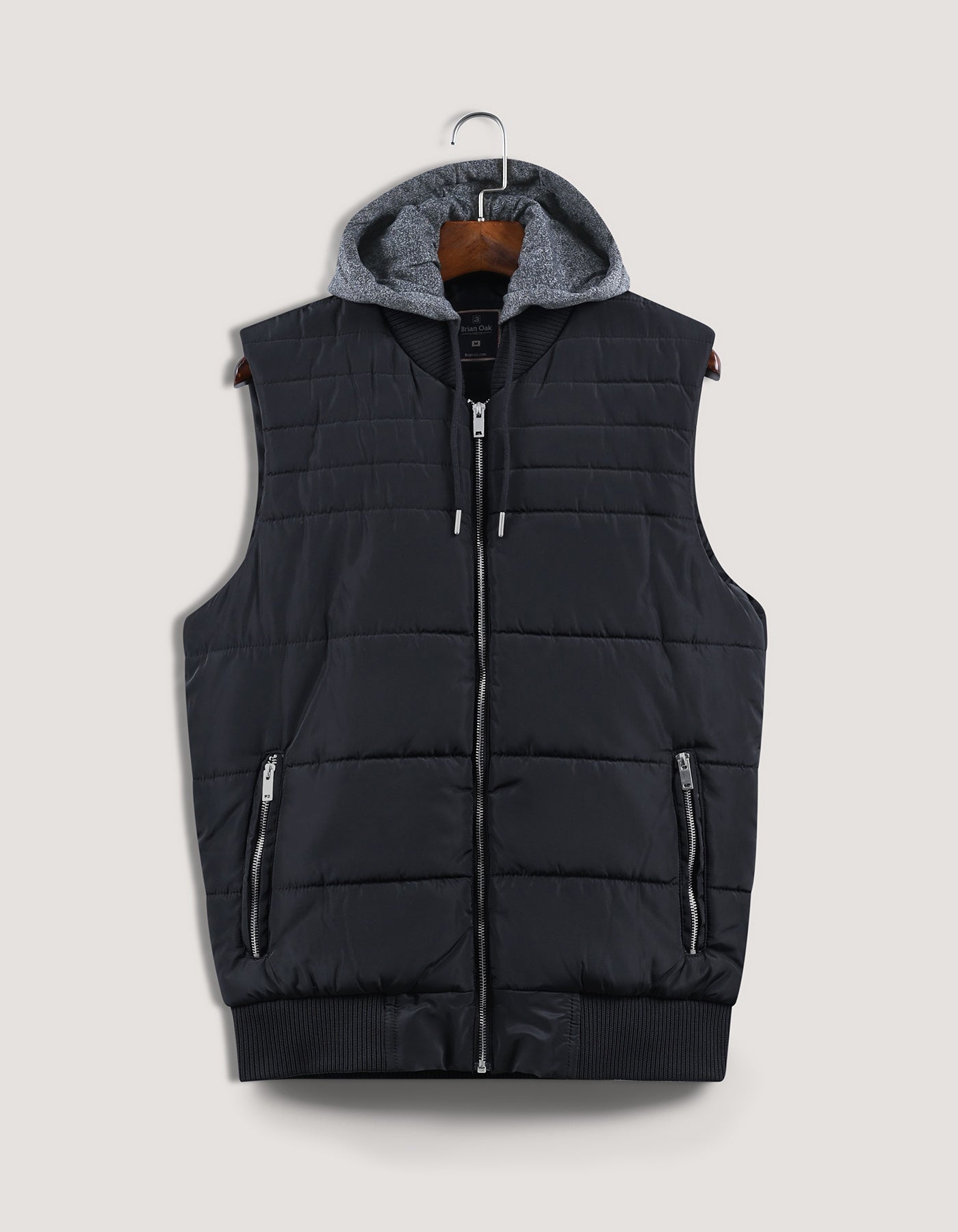 Black Hooded Gilet Jacket
