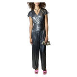 Stunning Vintage 1980's Ungaro 2 Piece Silver Matching Top & Trousers UK 8 - 10