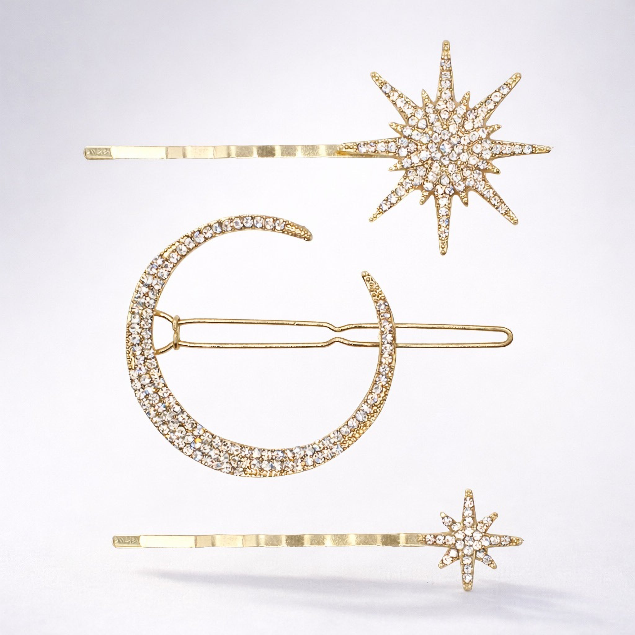 Juno Moon & Star Hair Clip Set | Gold