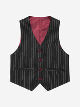 SUITLAB London Boys Striped 3 Piece Suit Set in Black