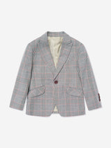 SUITLAB London Boys Checked 3 Piece Suit Set in Grey