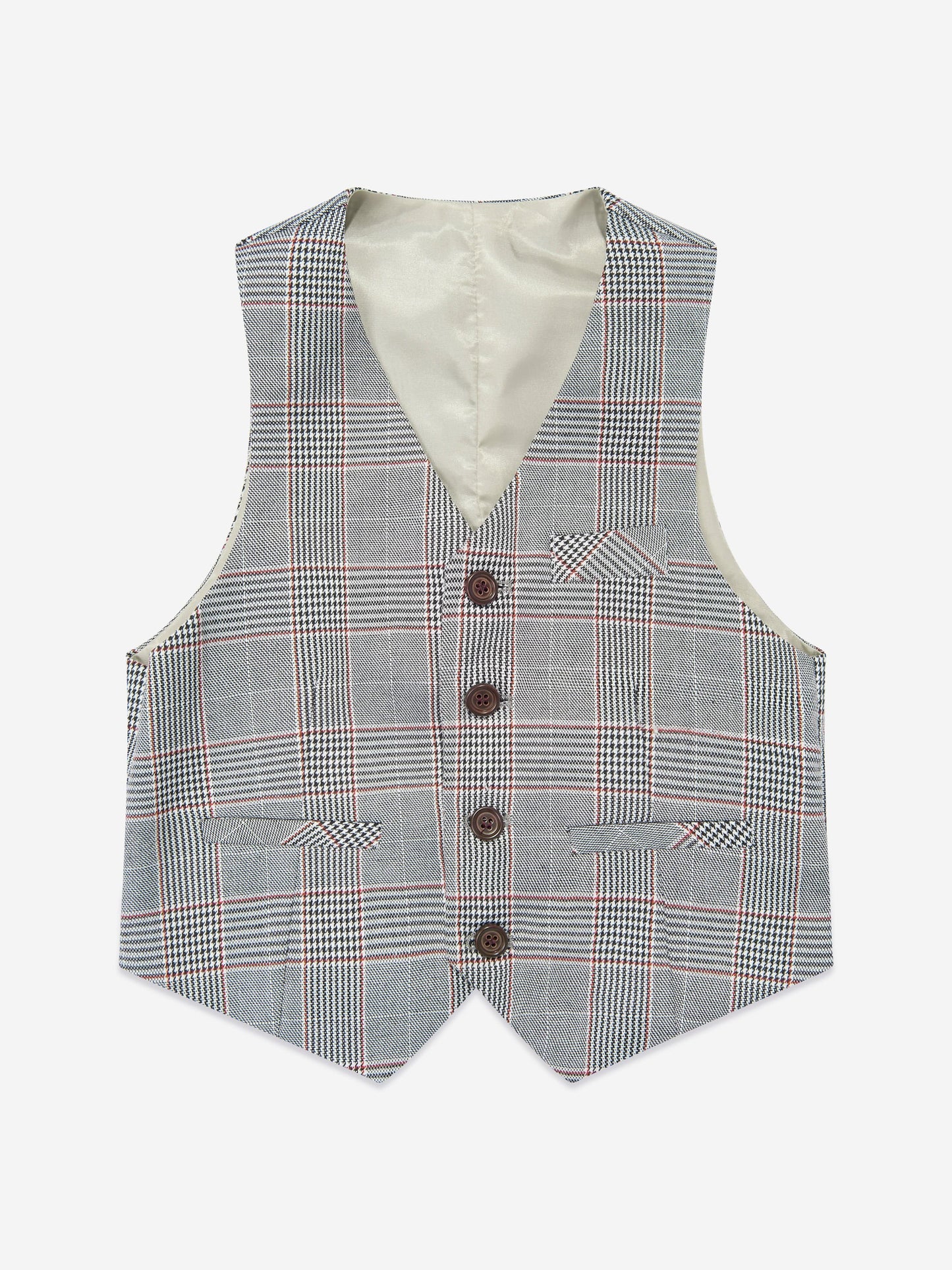 SUITLAB London Boys Checked 3 Piece Suit Set in Grey