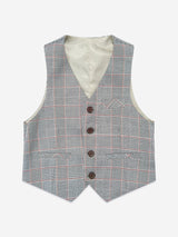 SUITLAB London Boys Checked 3 Piece Suit Set in Grey