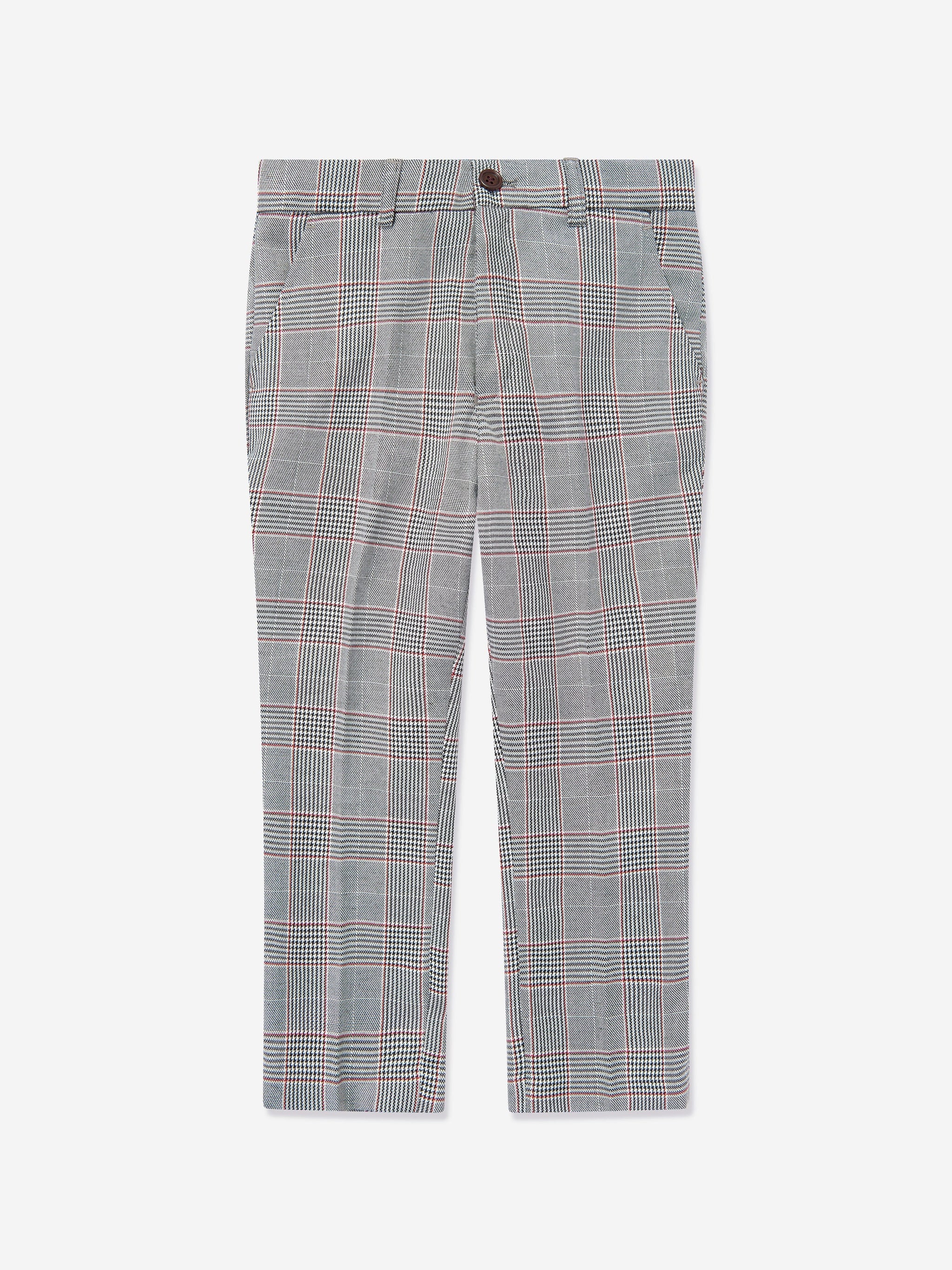 SUITLAB London Boys Checked 3 Piece Suit Set in Grey