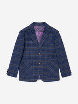 SUITLAB London Boys Checked 3 Piece Suit Set in Navy