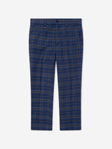 SUITLAB London Boys Checked 3 Piece Suit Set in Navy