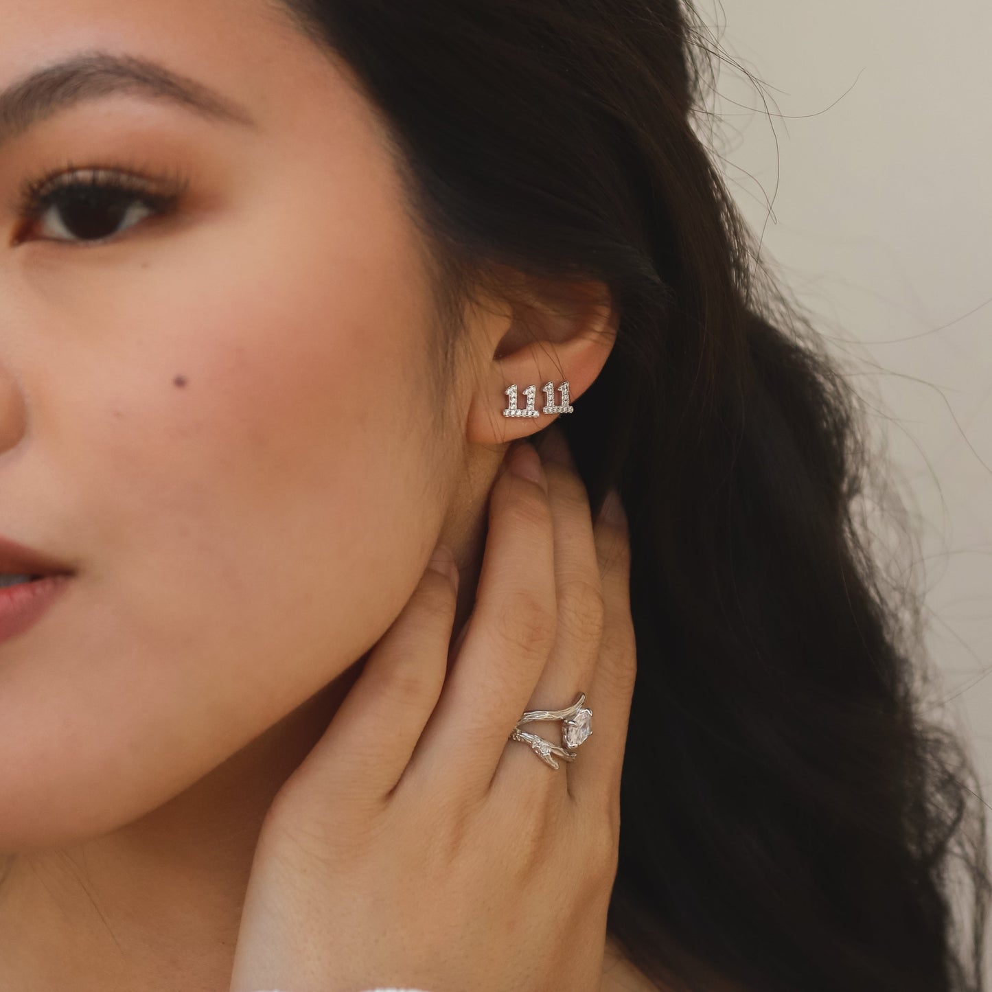 Laila 11:11 Stud Earrings | Silver