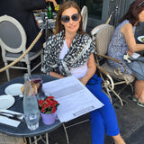 VASSILISA Scarf in Black and White: Leopard Print