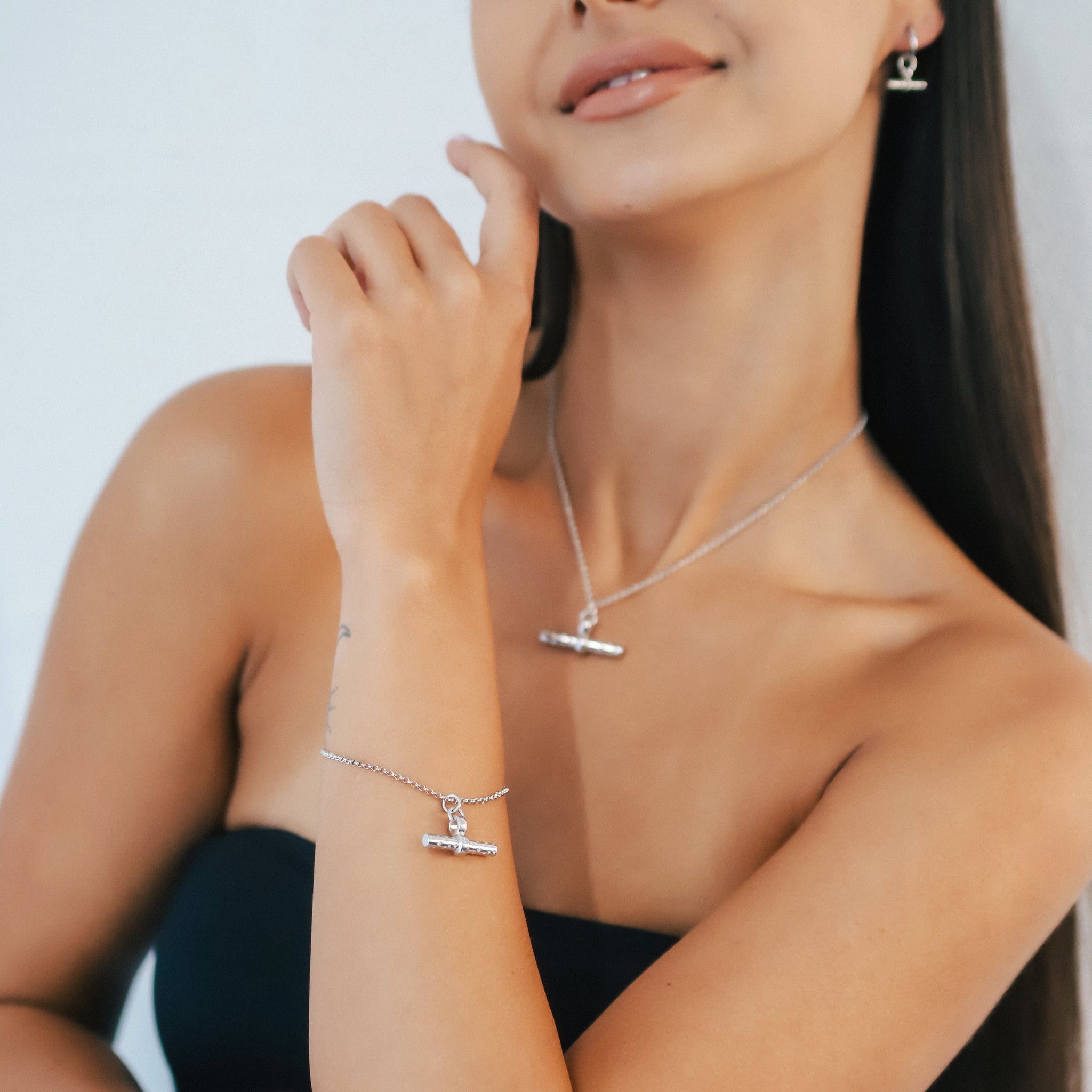 Cassia T-Bar Huggie Earrings | 925 Sterling Silver