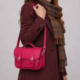 Leather Midi Satchel - Magenta