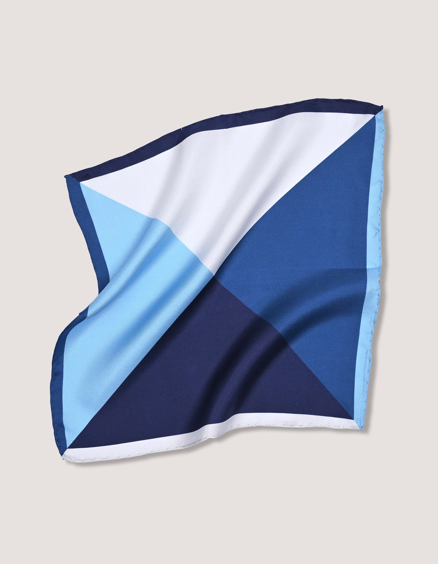 White and Light Blue Designer Silk Pocket Square