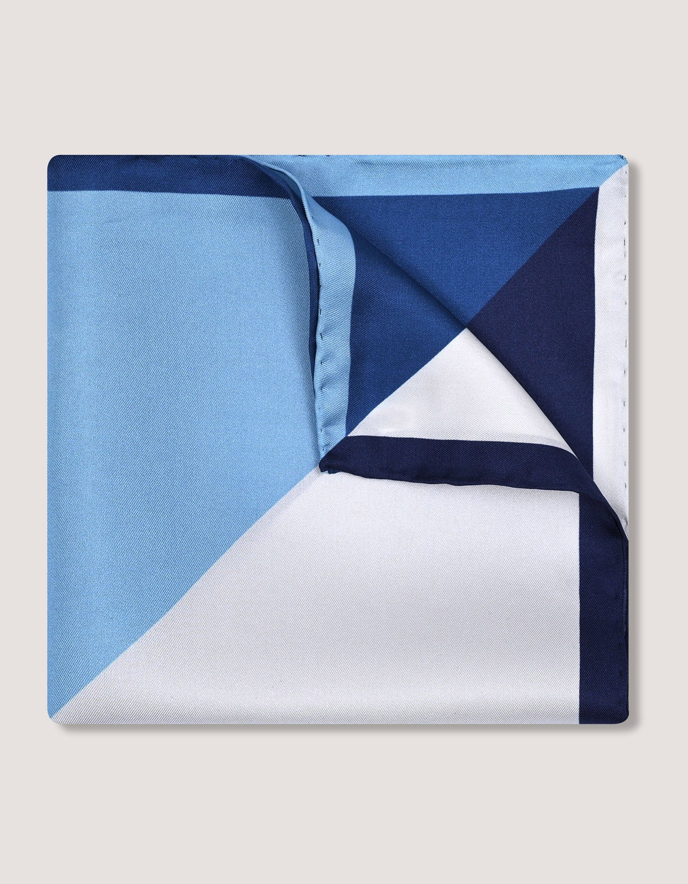White and Light Blue Designer Silk Pocket Square