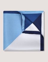 White and Light Blue Designer Silk Pocket Square