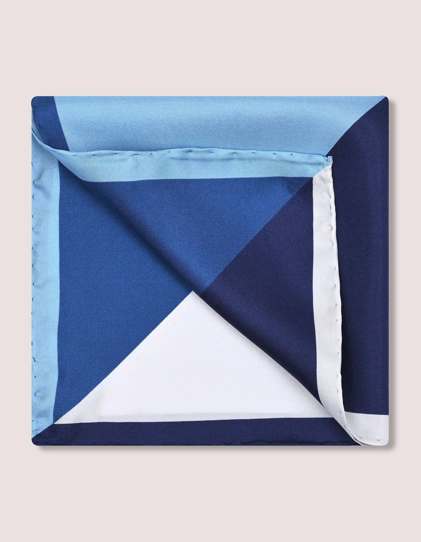 White and Light Blue Designer Silk Pocket Square