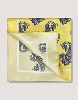 Yellow Paisley Silk Pocket Square