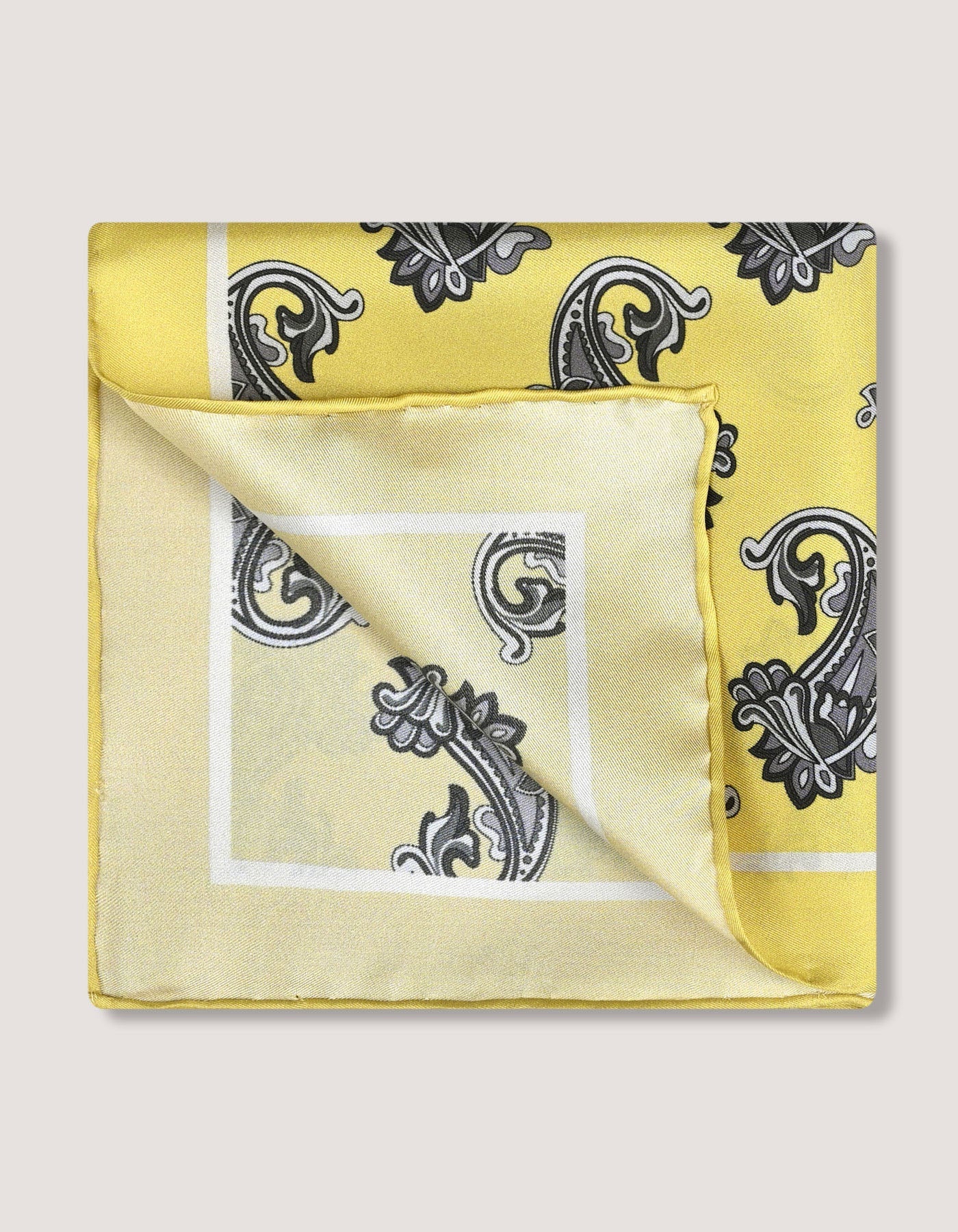 Yellow Paisley Silk Pocket Square