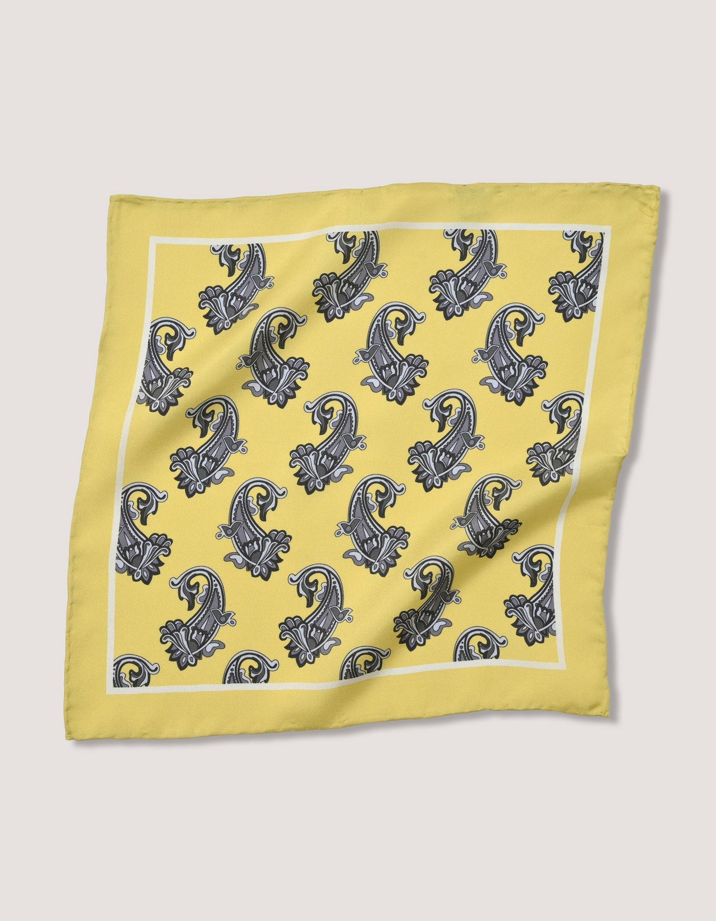 Yellow Paisley Silk Pocket Square