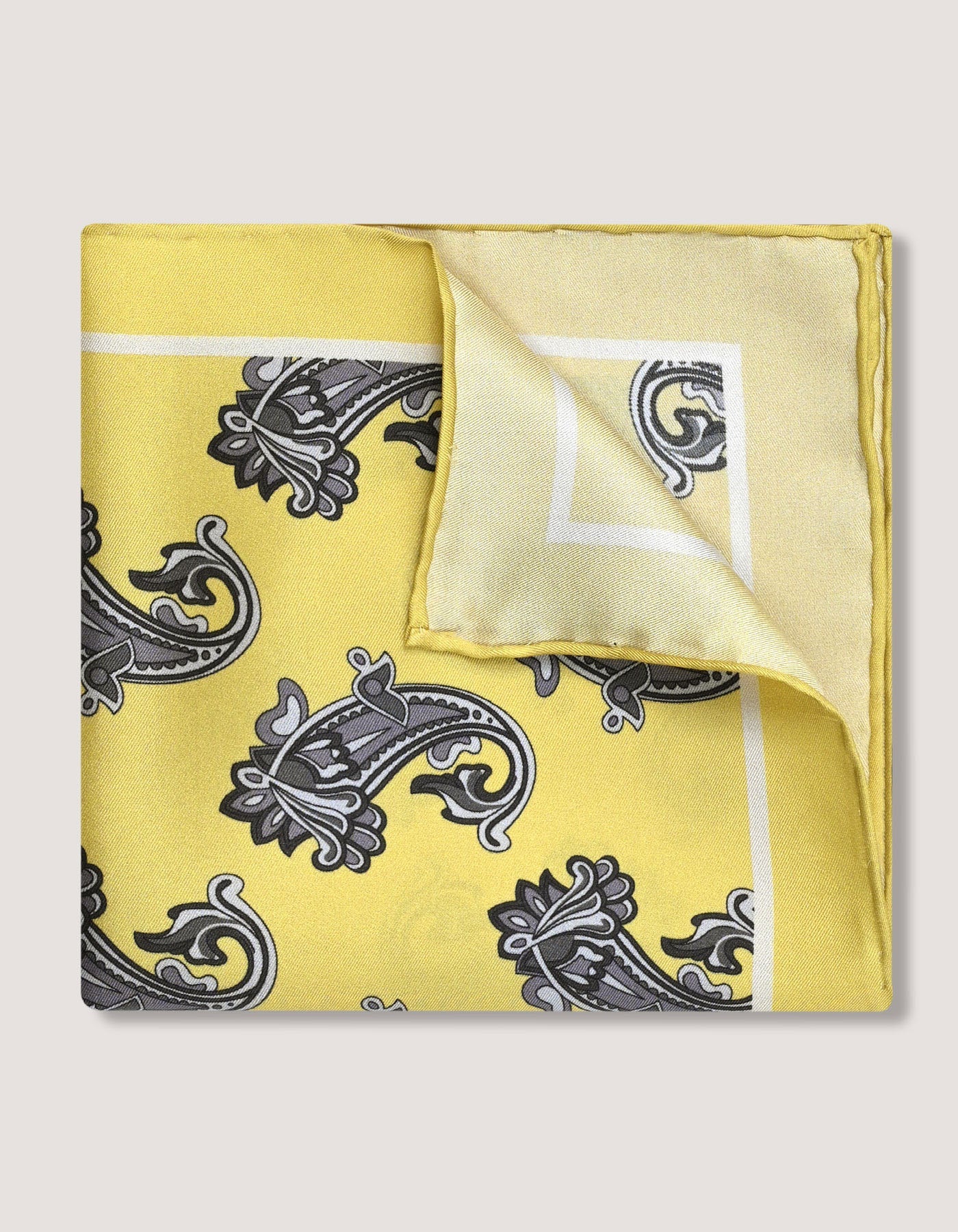 Yellow Paisley Silk Pocket Square