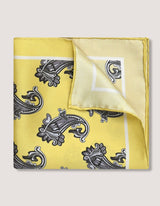 Yellow Paisley Silk Pocket Square