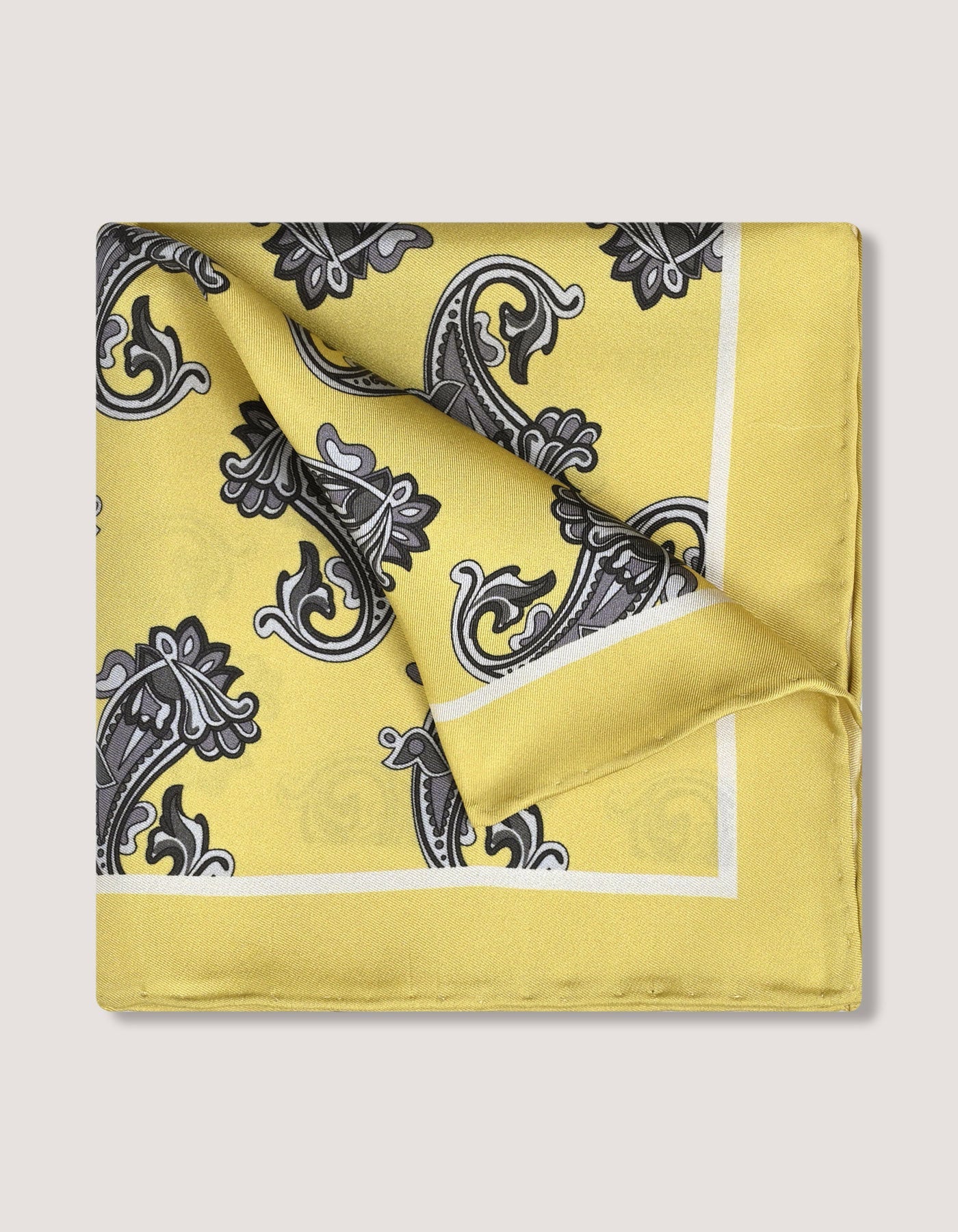 Yellow Paisley Silk Pocket Square