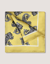 Yellow Paisley Silk Pocket Square