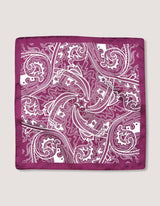 Geometric Print Burgundy Silk Pocket Square