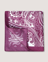 Geometric Print Burgundy Silk Pocket Square