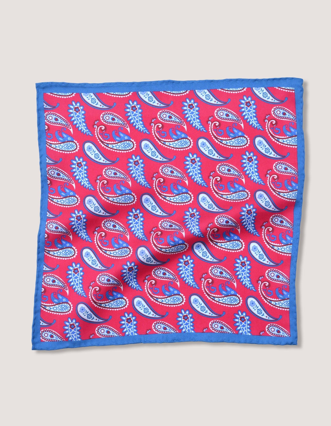 Crimson Red Paisley Print Pocket Square